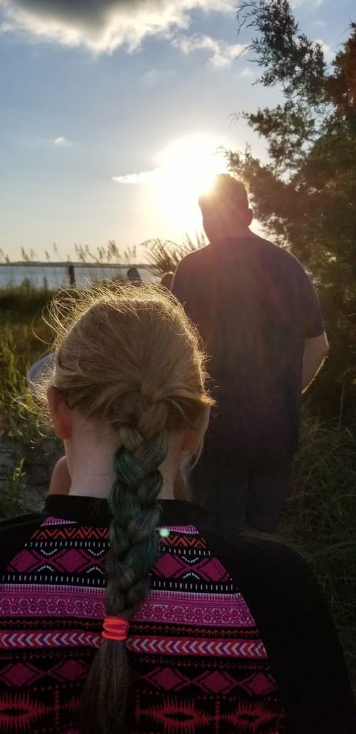 Homeschool family walking outdoors at an Anchor Co-op event in Lemont, IL